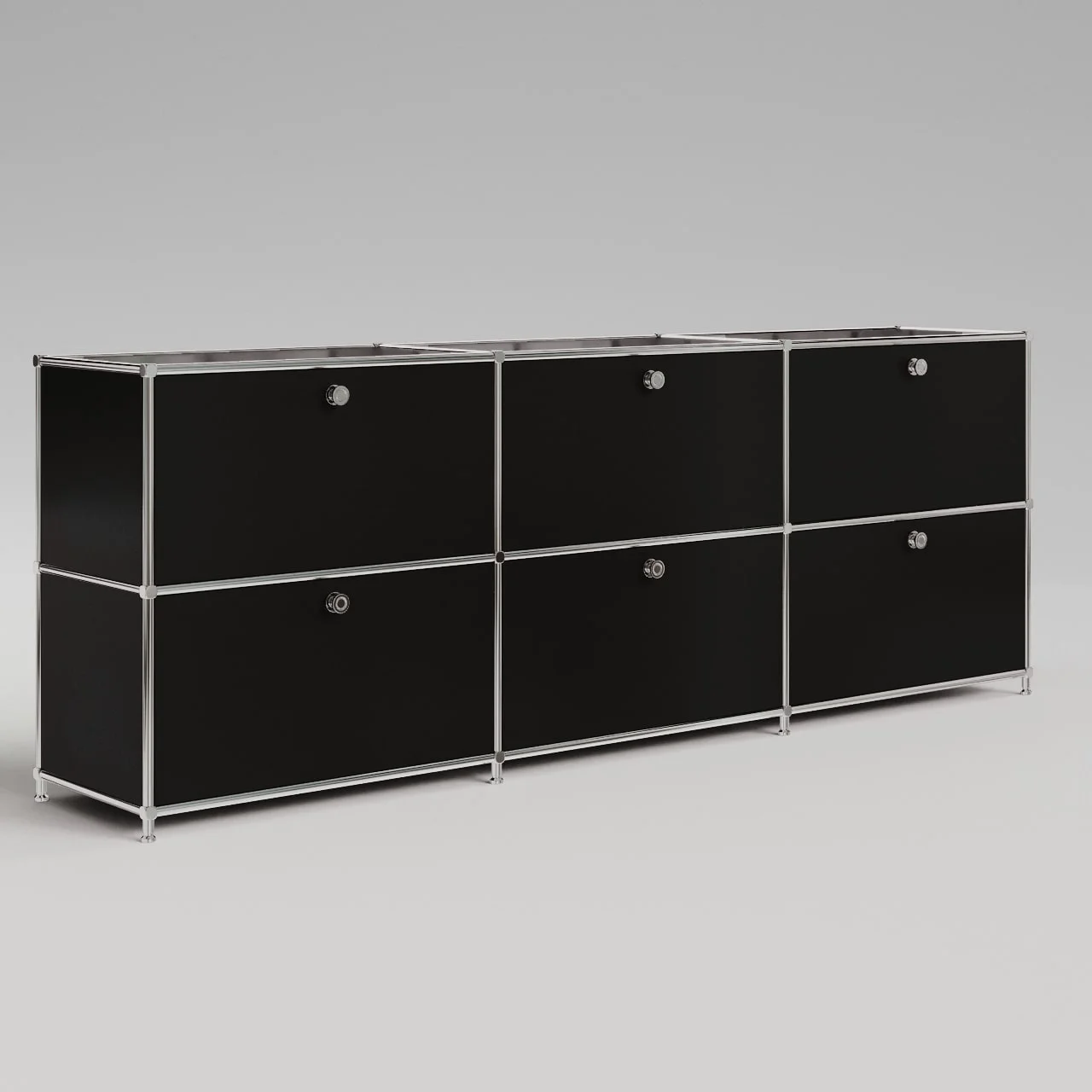 Sideboard in Schwarz mit 3 Schubladen/Klappen