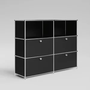 Sideboard in Schwarz mit 2 Schubladen/Klappen