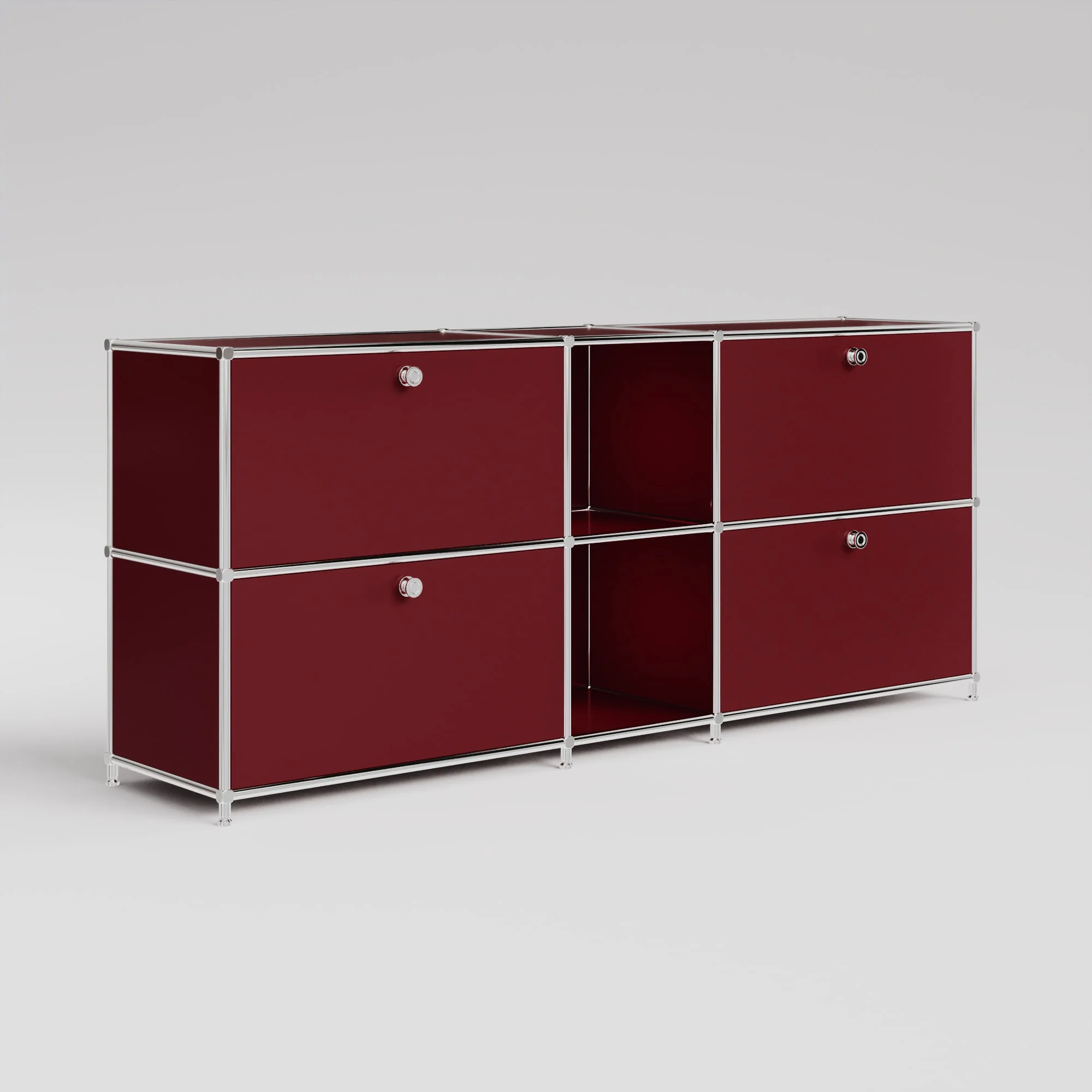 Sideboard in Rot mit 2 Schubladen/Klappen