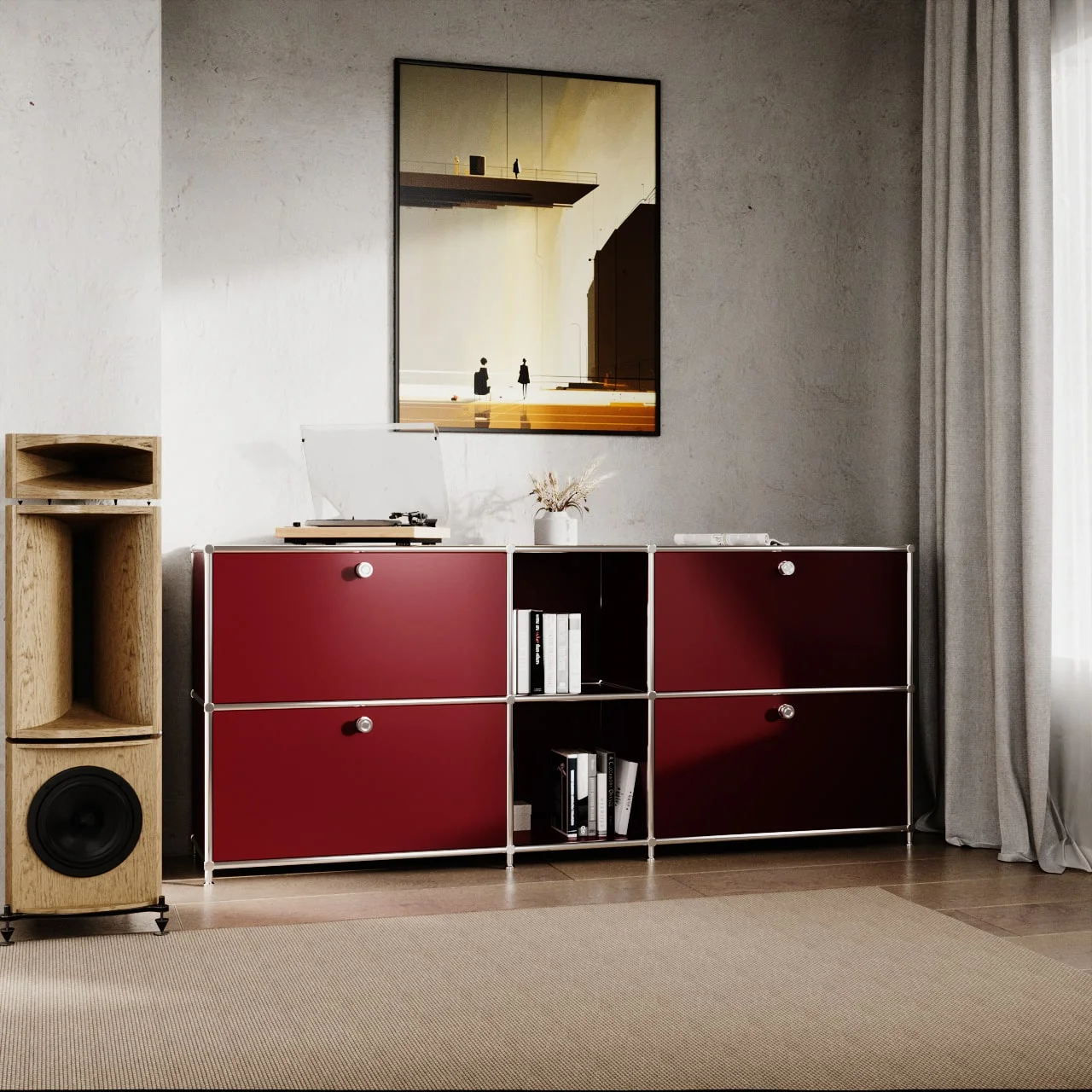 Sideboard in Rot mit 2 Schubladen/Klappen - Image 3