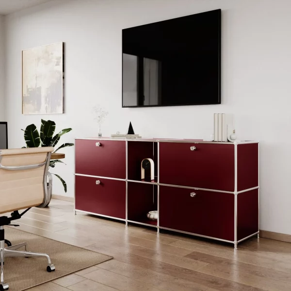 Sideboard in Rot mit 2 Schubladen/Klappen - Image 4