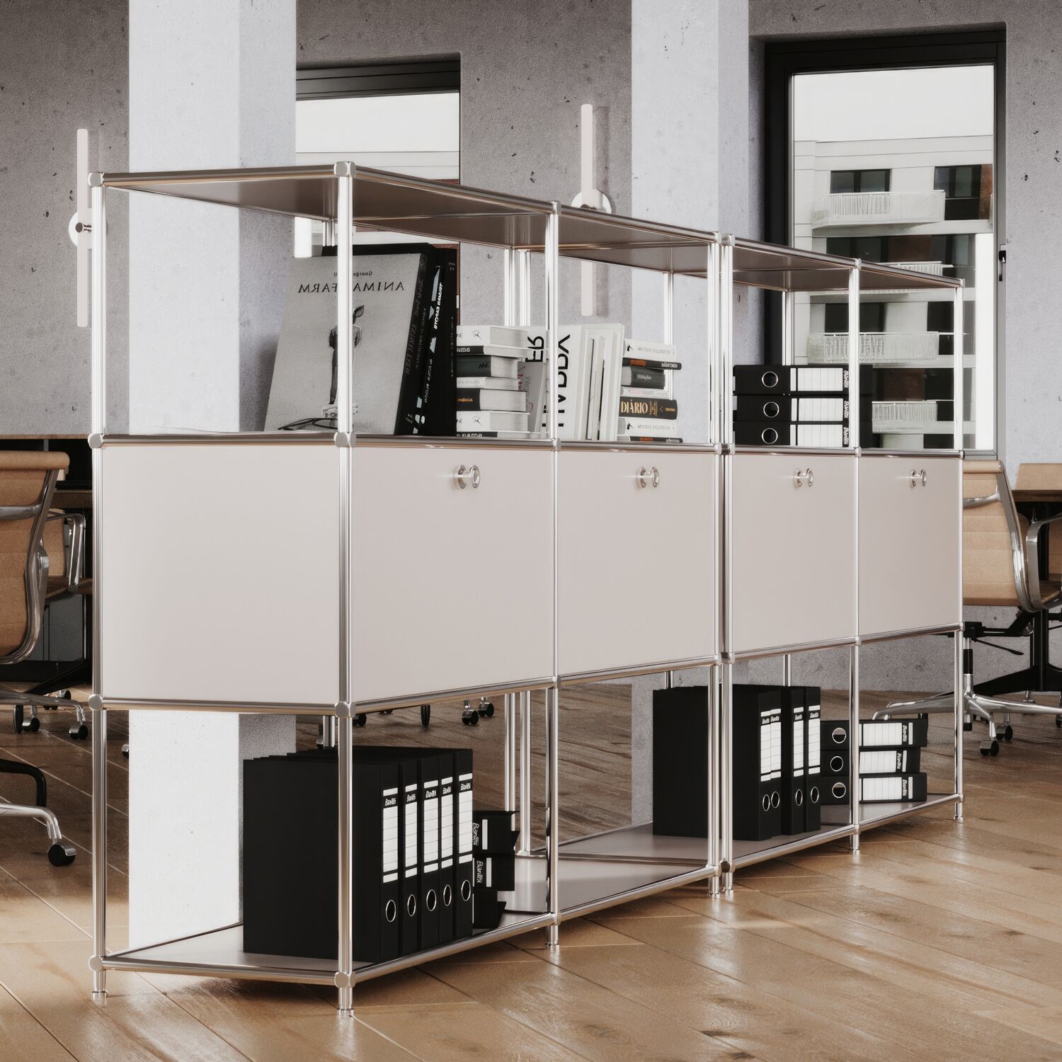 Regal in Taupe mit 2 Klappen - Image 2