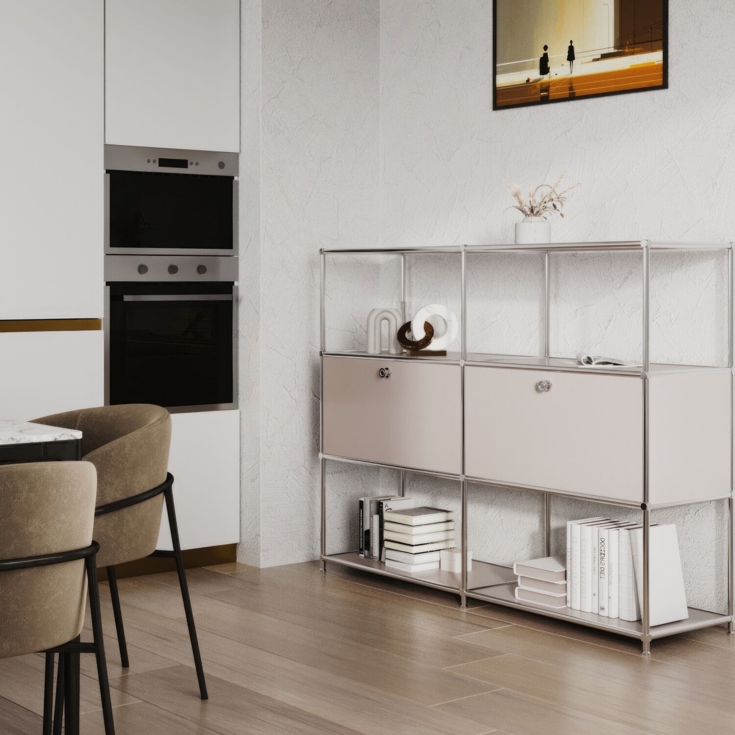 Regal in Taupe mit 2 Klappen - Image 4