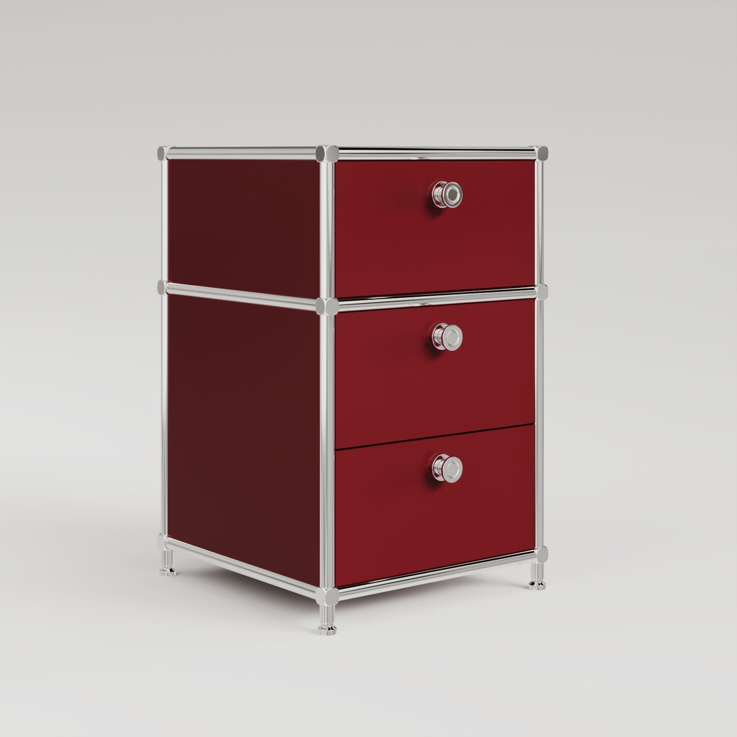 Schreibtischcontainer in Rot mit 3 Schubladen