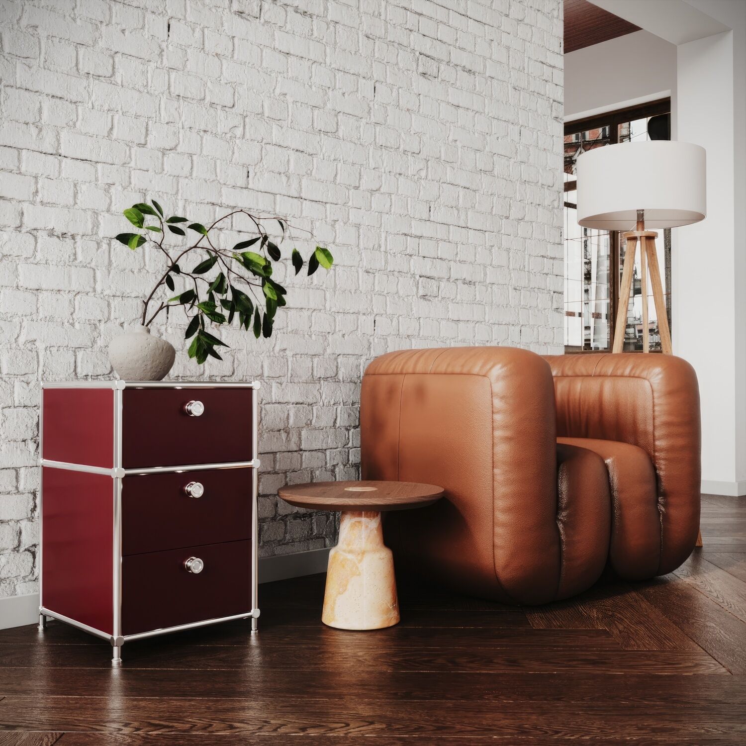 Schreibtischcontainer in Rot mit 3 Schubladen - Image 5