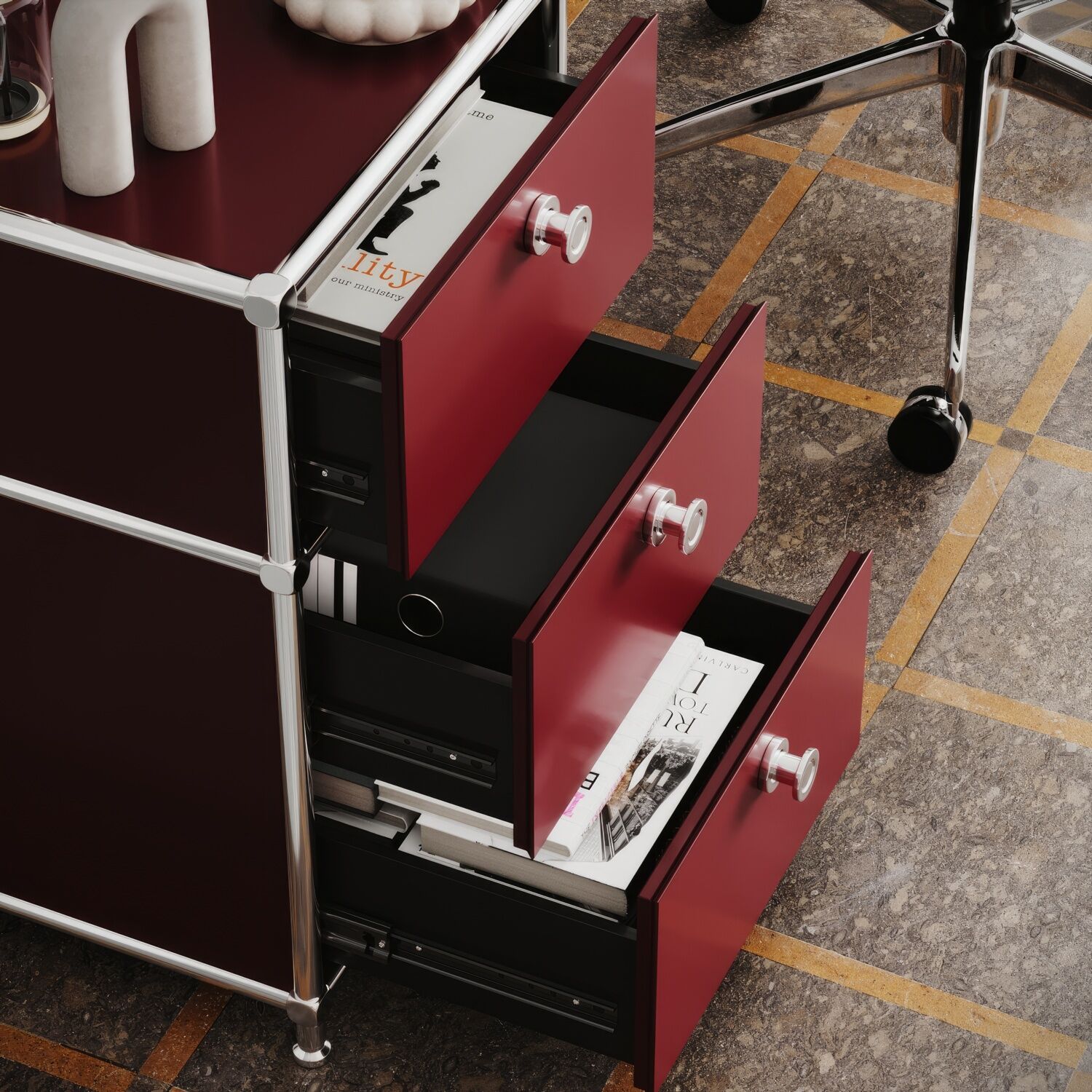 Schreibtischcontainer in Rot mit 3 Schubladen - Image 3