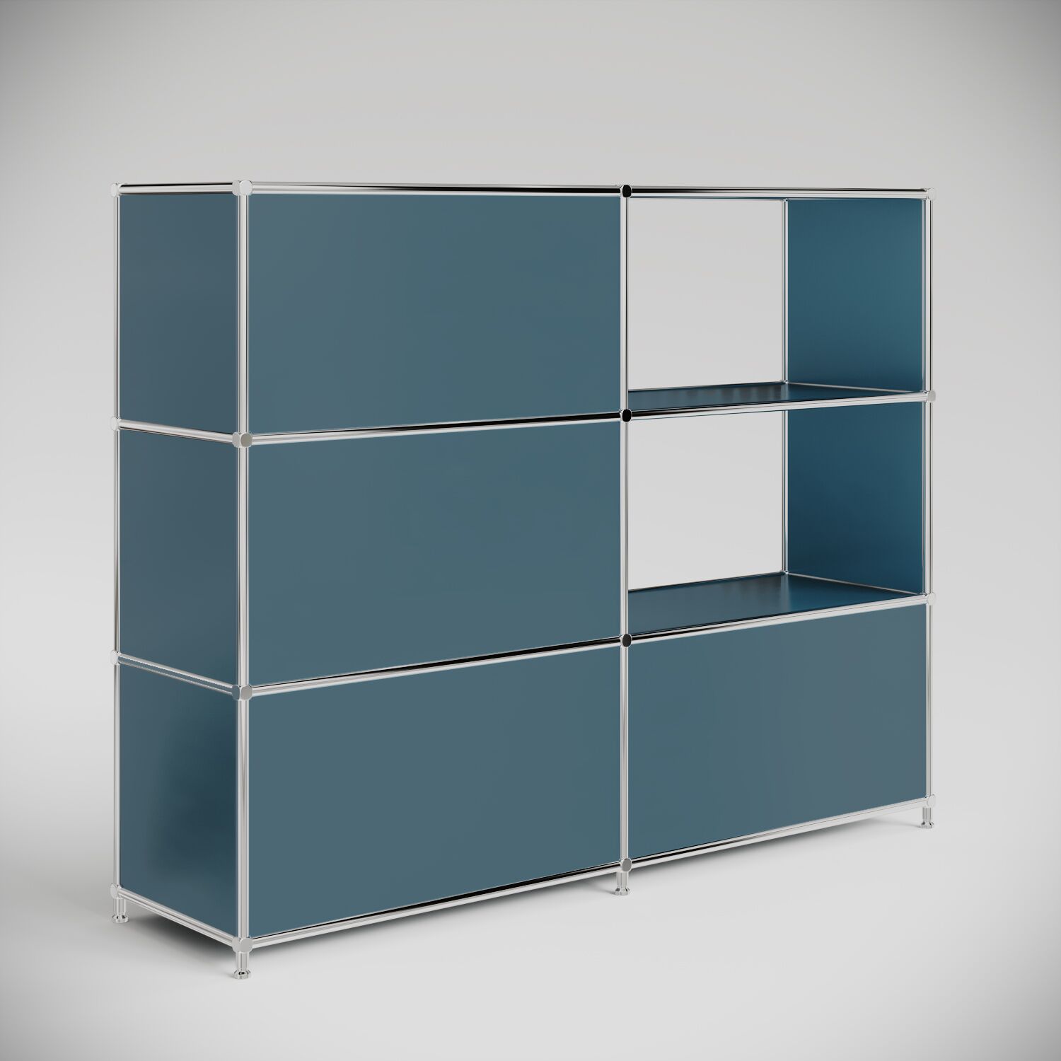 Kleine Empfangstheke in Petrol mit 2 Fächern für Warenpräsentation