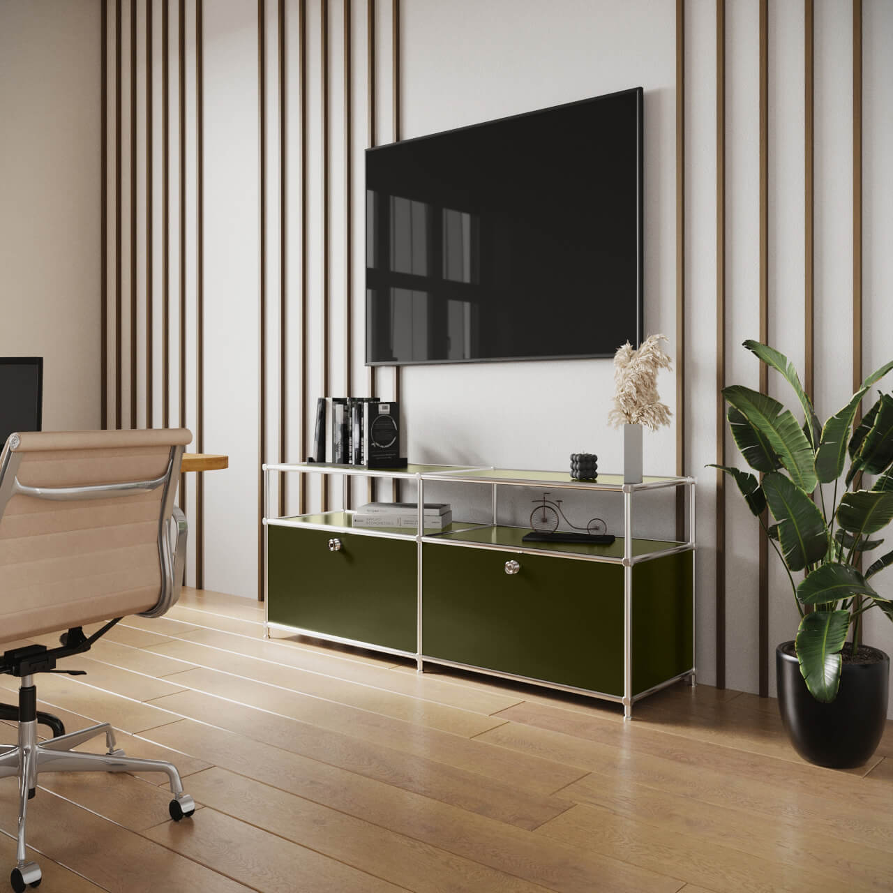 Lowboard in Olivgrün mit 2 Klappen - Image 2