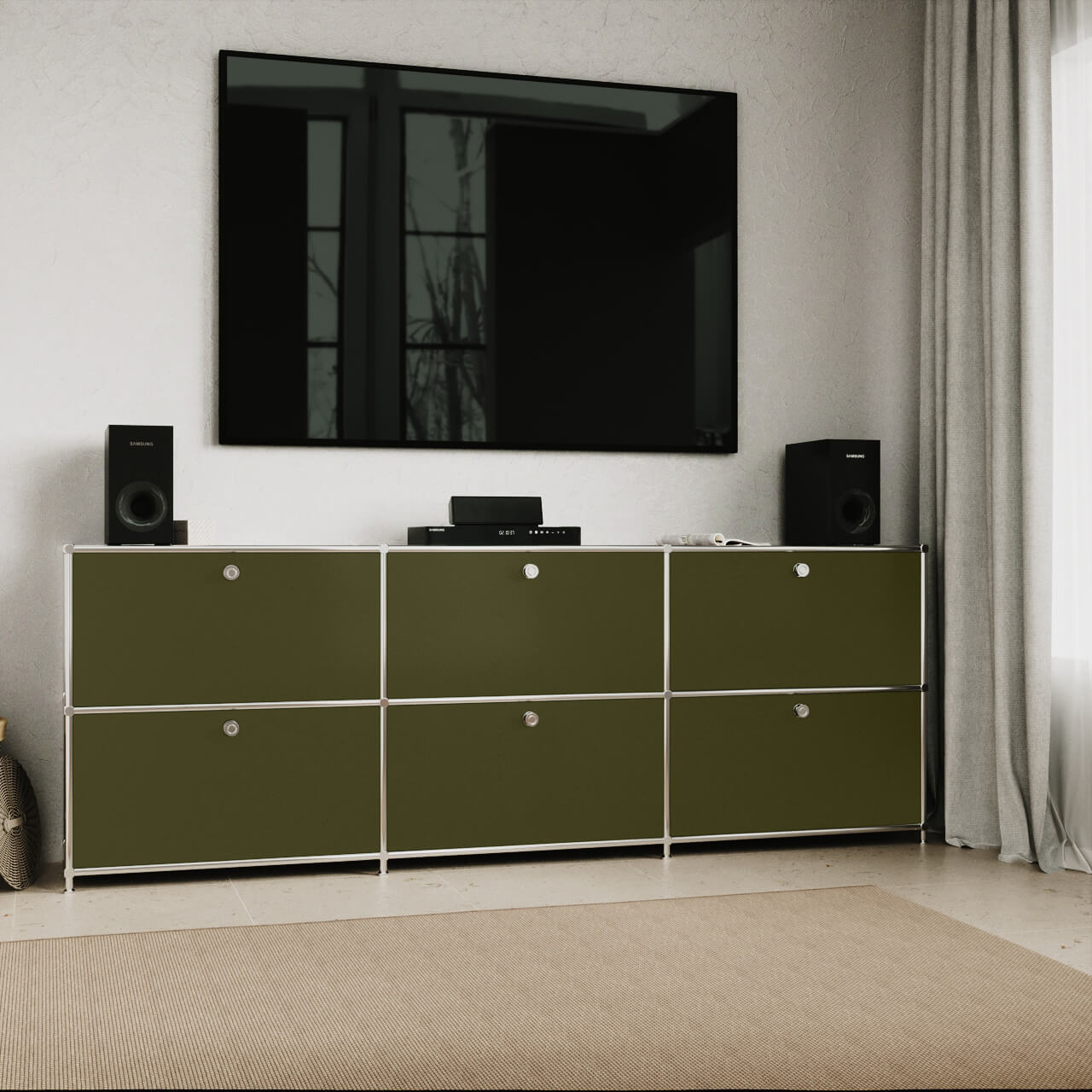 Sideboard in Olivgrün mit 3 Schubladen/Klappen - Image 2