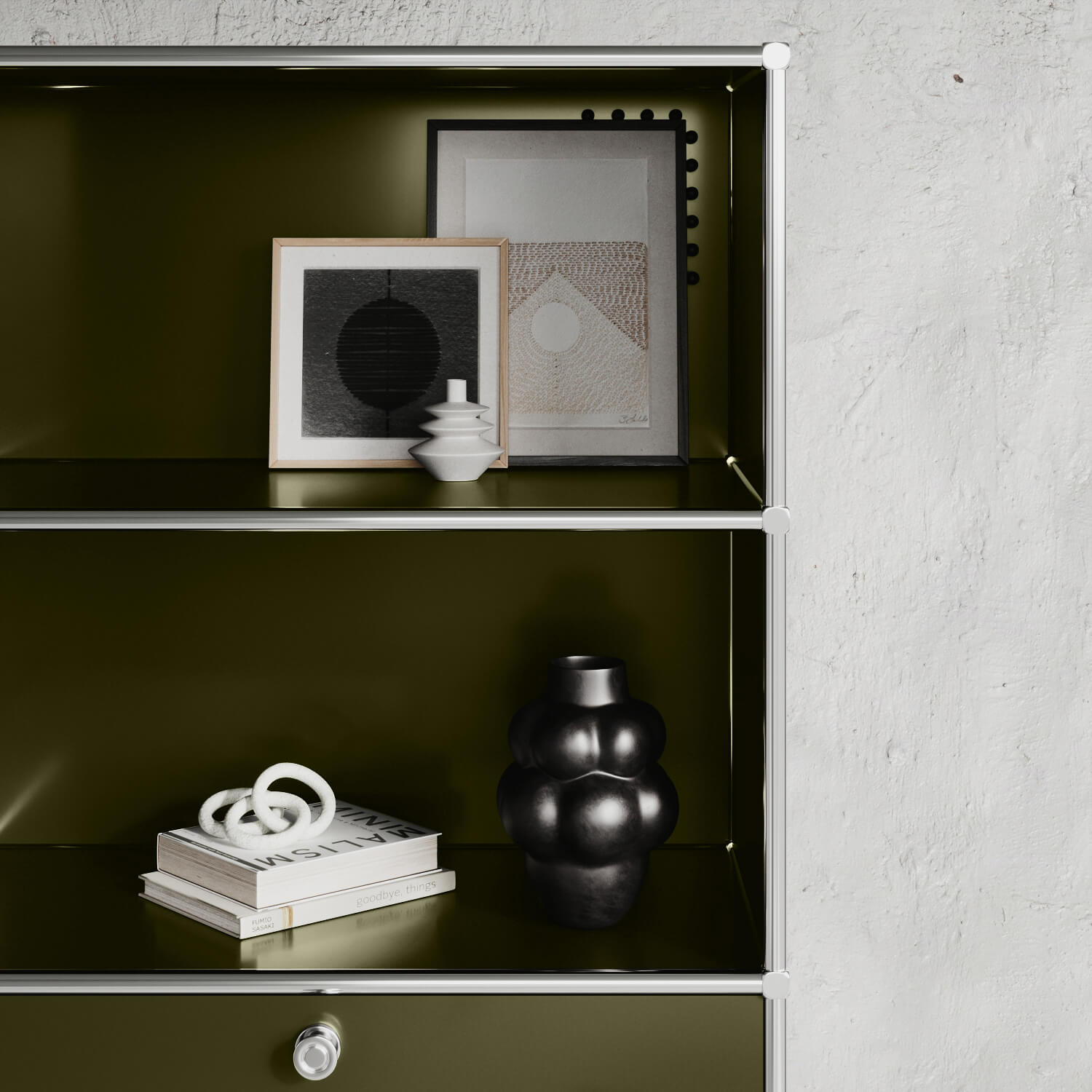 Regal in Olivgrün mit 2 Schublden / Klappen - Image 5