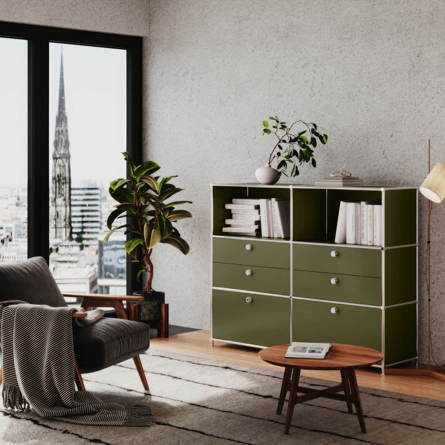 Kommode in Olivgrün mit 6 Schubladen - Image 2