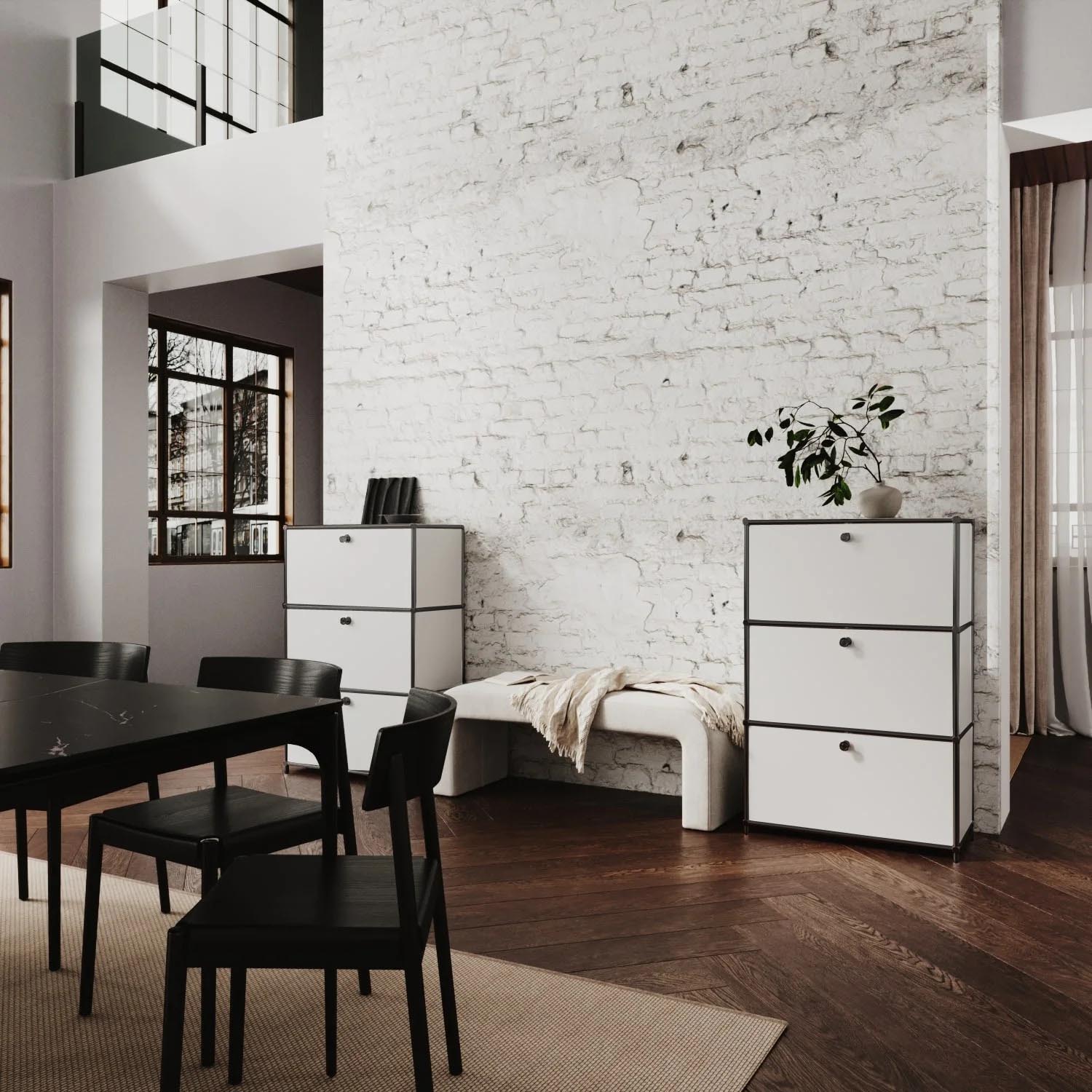 Kommode in Weiss mit 3 Schubladen - Schwarzem Chrom - Image 4