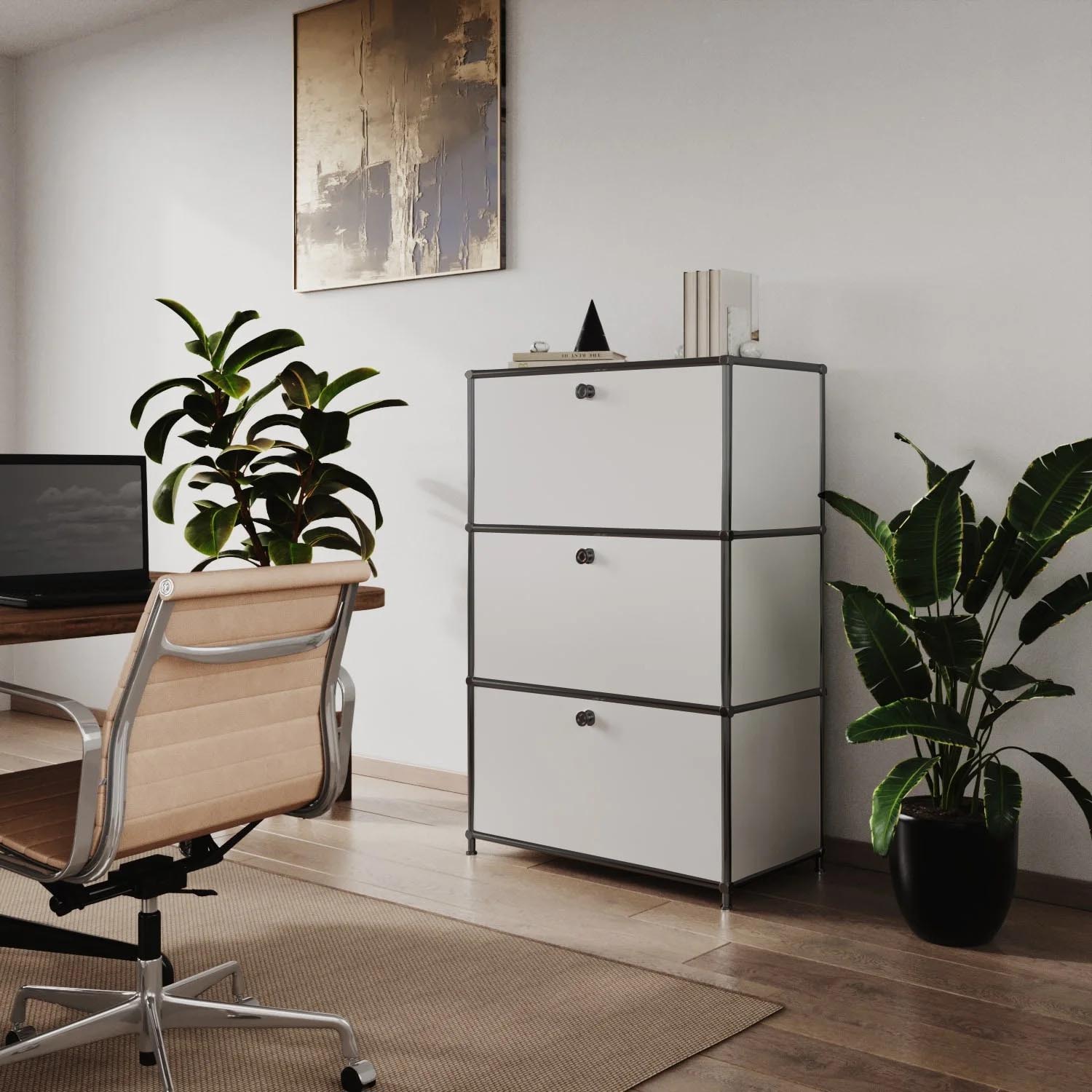 Kommode in Weiss mit 3 Schubladen - Schwarzem Chrom - Image 5