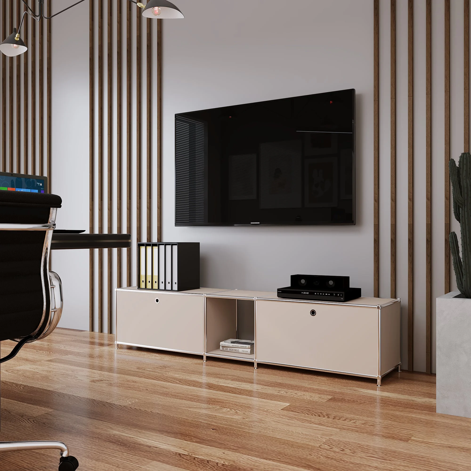 Lowboard in Taupe mit 2 Klappen - Image 3