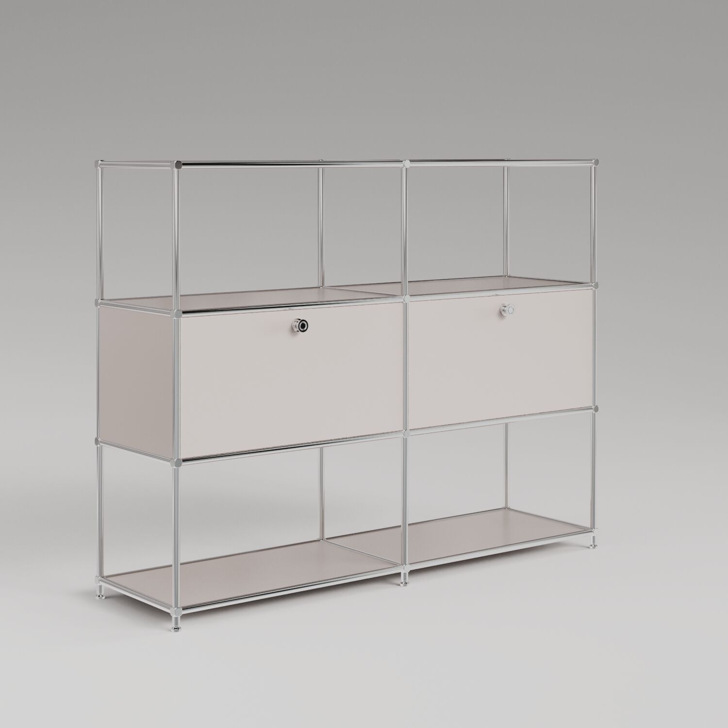 Regal in Taupe mit 2 Klappen